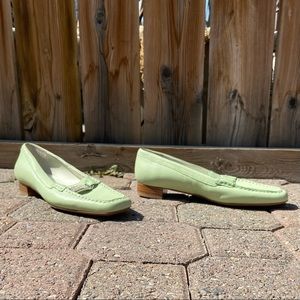 Daniel Hecter Paris women apple green rhinestone decor loafer. Size 37. Used.